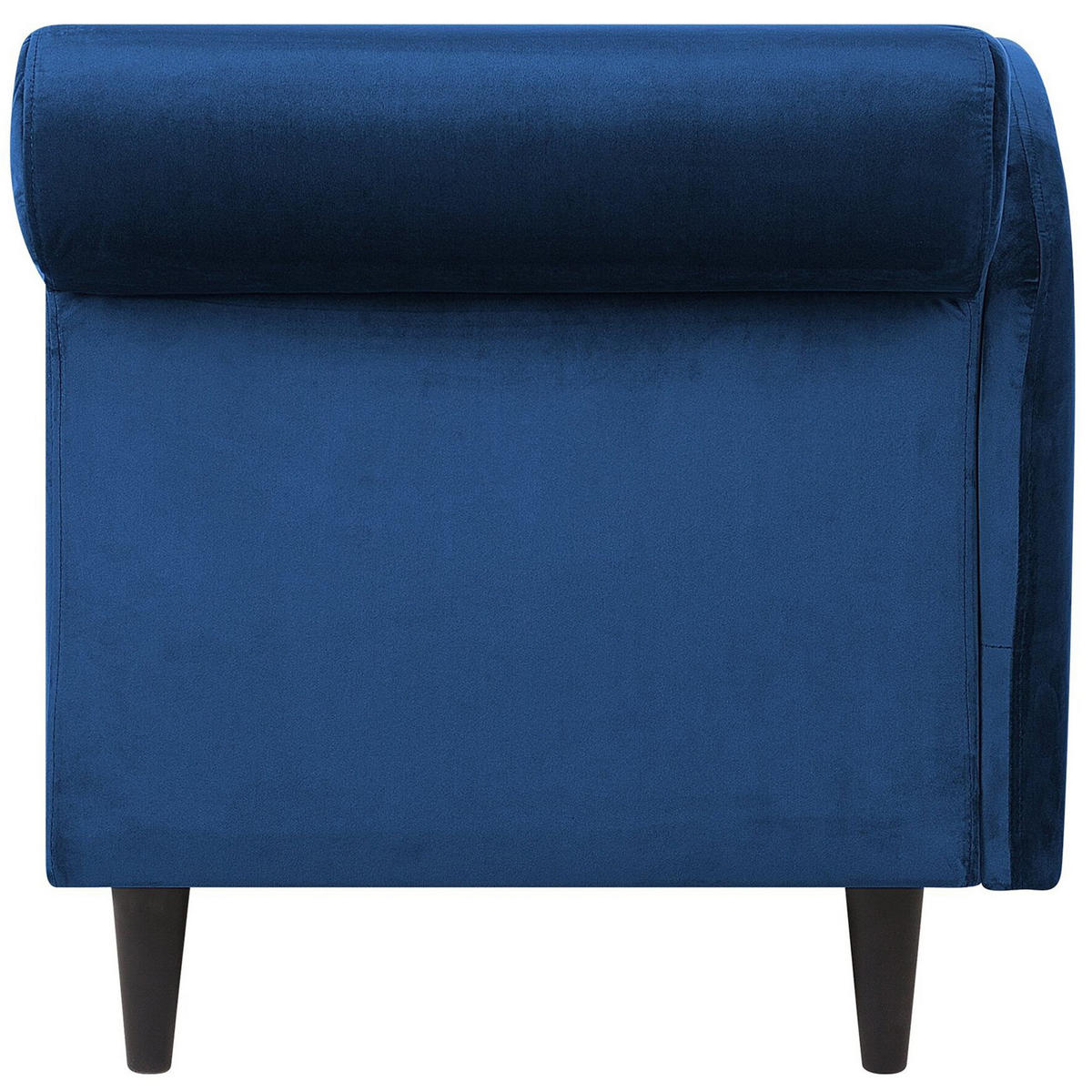CHAISELONGUE Samtstoff marineblau rechtsseitig Luiro - Blau/Dunkelbraun, Textil (160/77/70cm) - Beliani