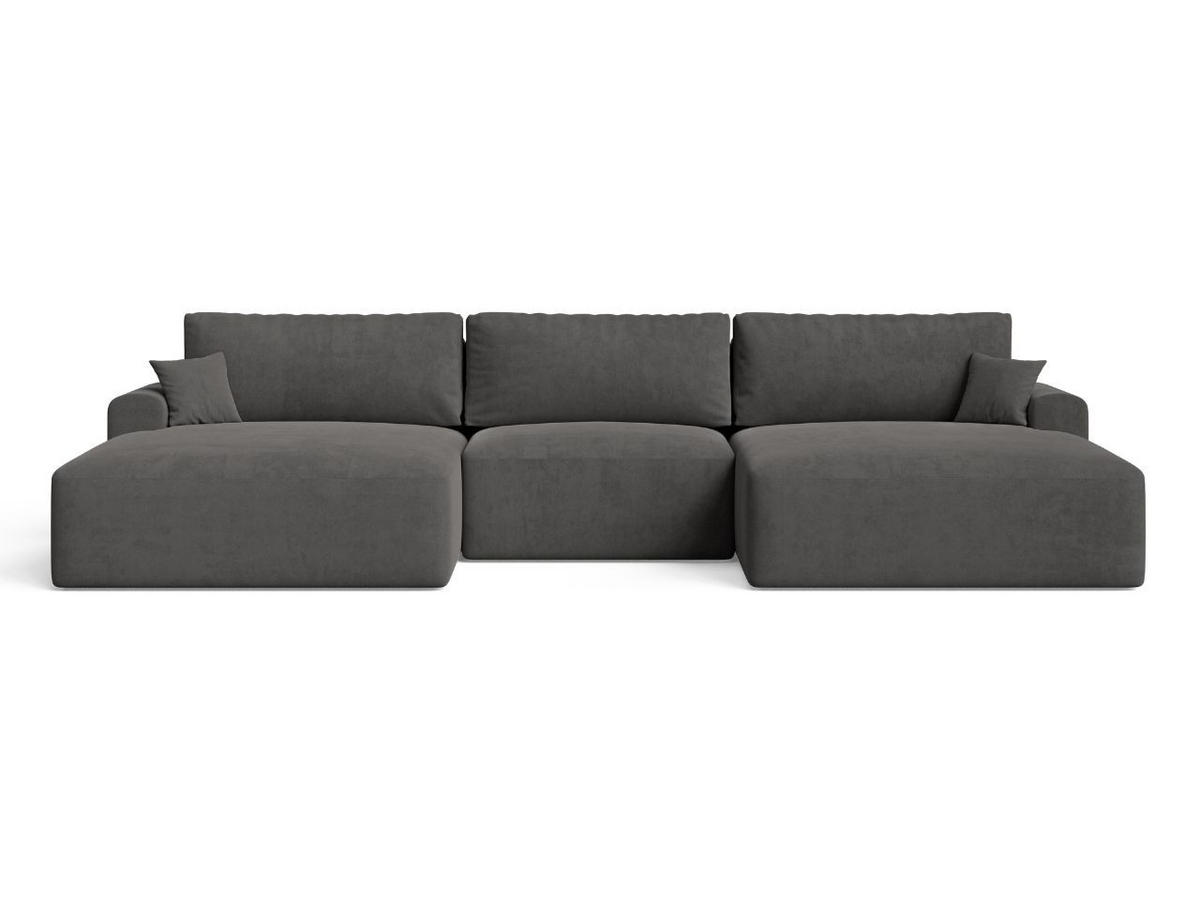 ECKSOFA U Serene Dunkelgrau - Dunkelgrau, Holz/Textil (391/145cm) - Graingold
