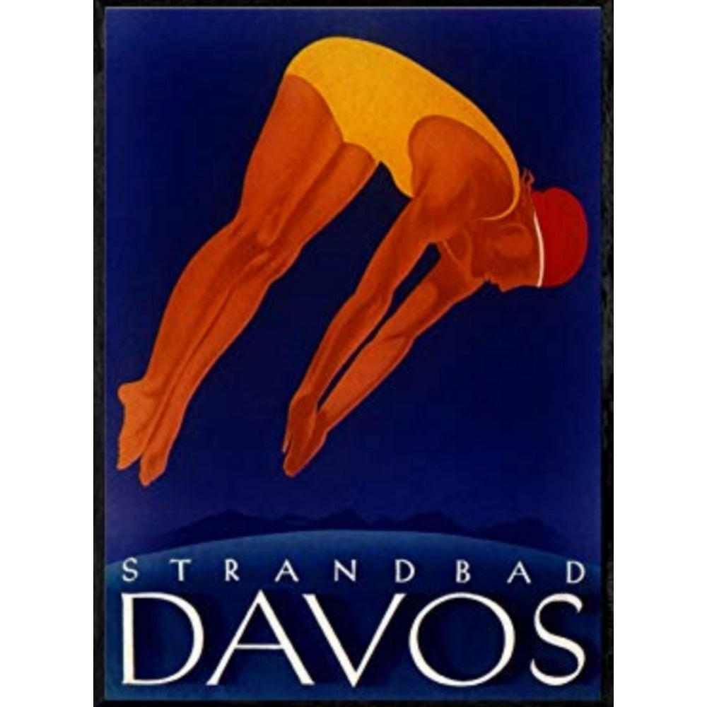 POSTER Schwimm Davos Strandbad Lido A4 Rahmenlos - Klar, Papier (29.7/5/21cm) - Nacnic