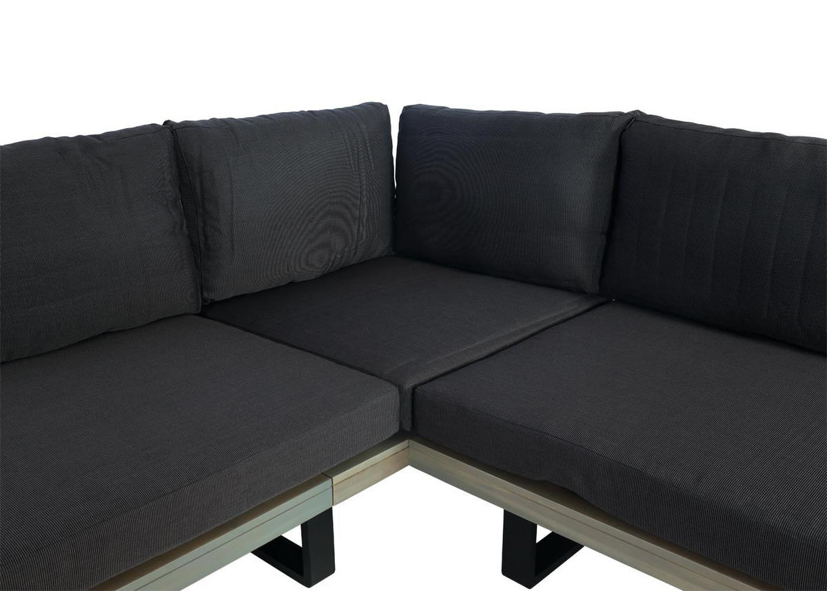 GARTENGARNITUR mit Sessel Grau Dunkelgrau - Grau, Holz - PROREGAL