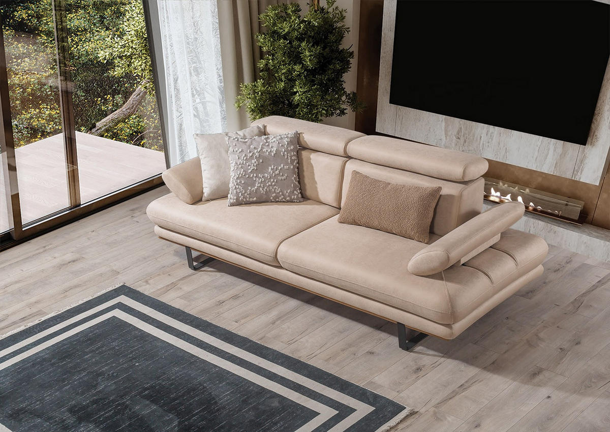 2 Sitzer SOFA Energy Nubuk Beige - Beige, Textil/Metall (200/80/100cm) - Villa Möbel