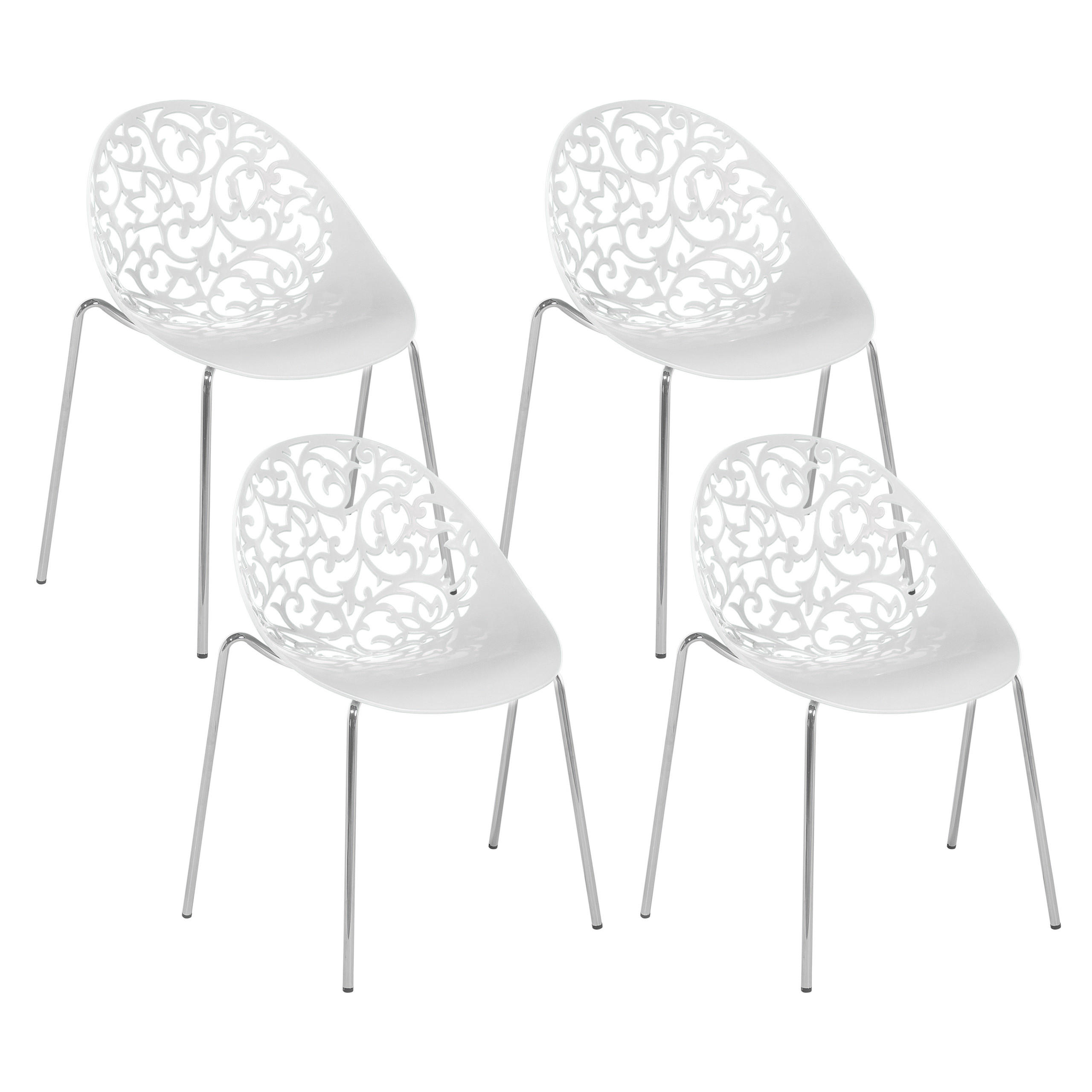 ESSZIMMERSTUHL 4er-Set Kunststoff Weiß Mumford - Weiß, Kunststoff/Metall (62/80/43cm) - Beliani