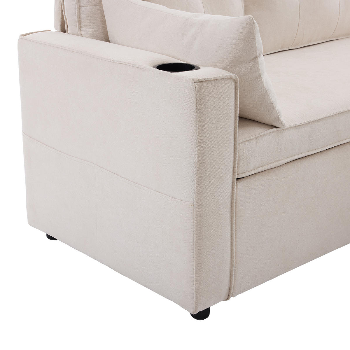 ECKSCHLAFSOFA 211/129,5/86 cm Beige - Beige, Textil (129.5/211cm)
