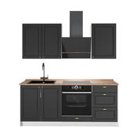 SINGLEKÜCHE Fame-Line, Anthrazit-Gold Landhaus/Weiß, 190 cm, AP Eiche - Anthrazit/Weiß, Holzwerkstoff (190/206.8/60cm) - Vicco