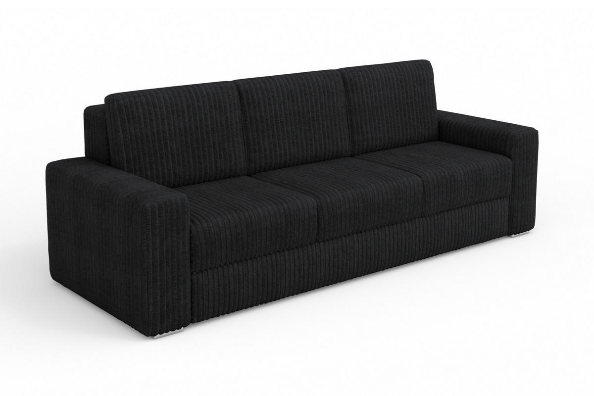 SOFA TIMON 245cm breit in Cord Schwarz - Schwarz, Holz/Holzwerkstoff (245/90/92cm) - Deine Möbel 24