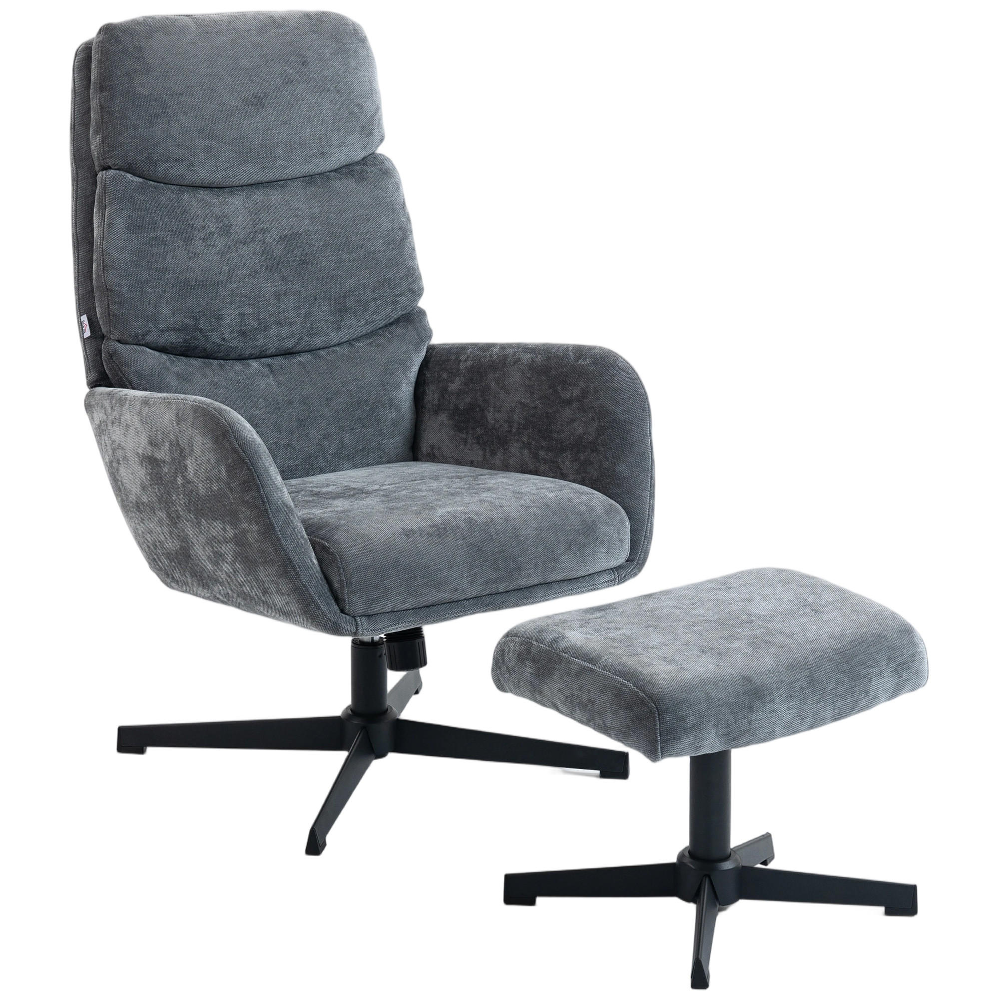 POLSTERSESSEL DE-07594 mit Fußhocker, hoher Rückenlehne und Schaukelfunktion Grau - Grau, Metall (66/99/75cm) - ComfortXL