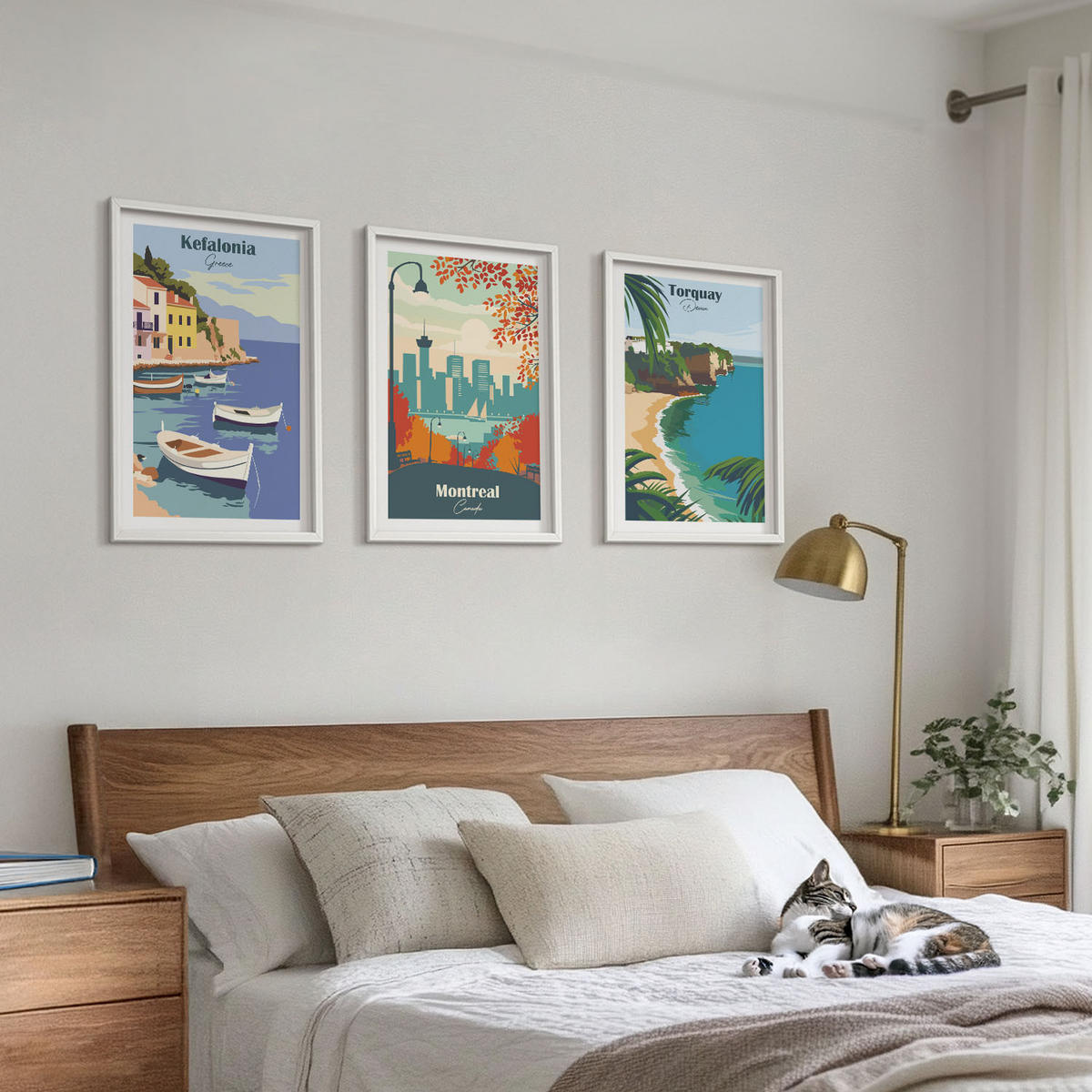 WANDBILDER 3er-Set - 40x60 cm Weißer Rahmen - Stadtansichten aus Griechenland, Kanada und Australien - Weiß, Kunststoff (40/60cm) - ArtPrintCave