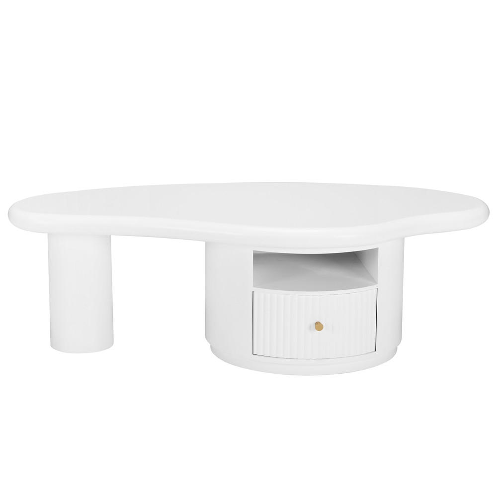 COUCHTISCH 110x60cm Wolkenform Unregelmäßig Kreativ MDF 1 Schublade - Weiß, Holz (118.75/73.15/13.97cm) - FLIEKS