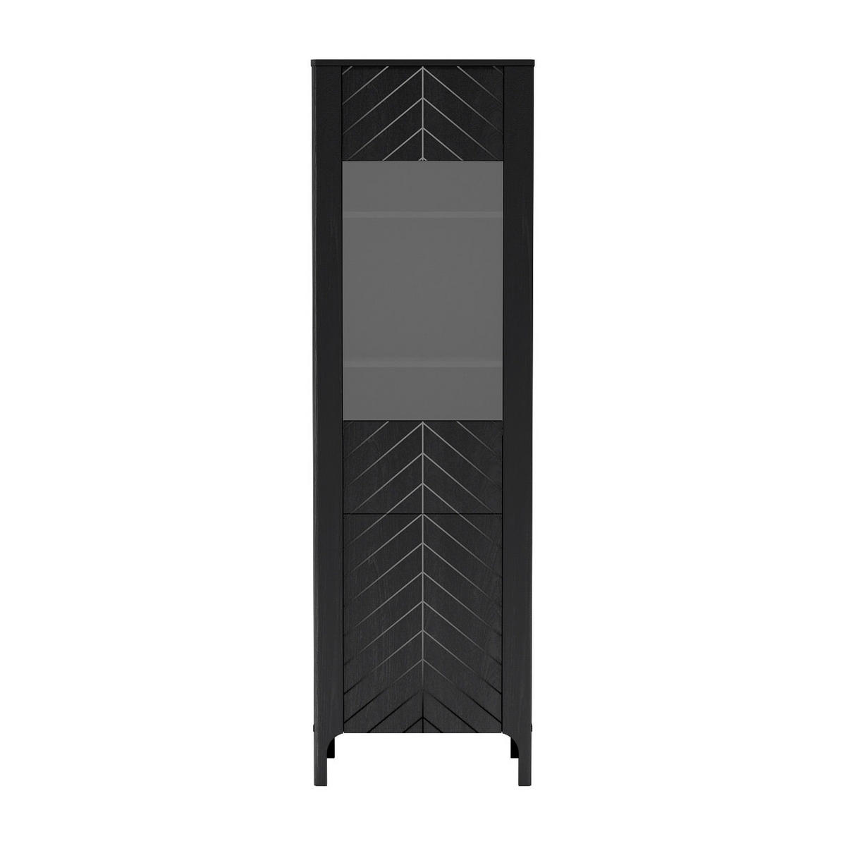 VITRINE Malumi MM-4 60 x 197 x 40,5 cm Schwarz Paintflow - Schwarz, Holzwerkstoff (60/197/40.5cm) - Koseto