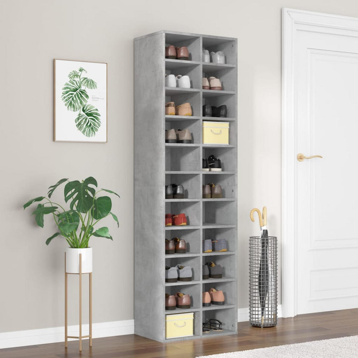 SCHUHSCHRANK Betongrau 54/34/183 Cm Holzwerkstoff - Grau, Holz/Holzwerkstoff (34/183/54cm) - vidaXL