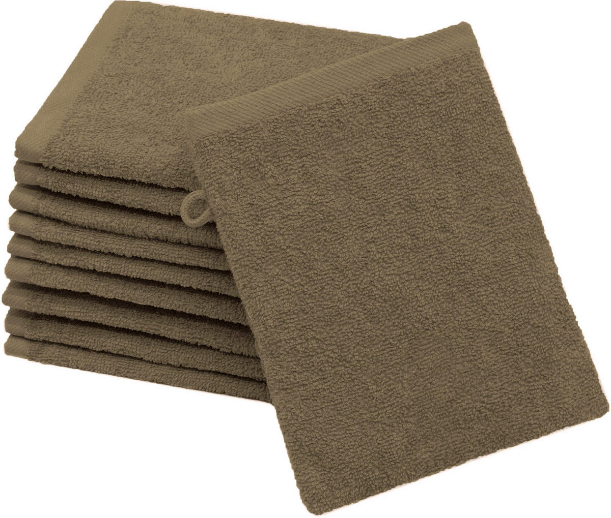 WASCHHANDSCHUH, 10er-Set, 16x21 cm, 100% Baumwolle, Braun - Braun, Textil (16/21cm) - Zollner