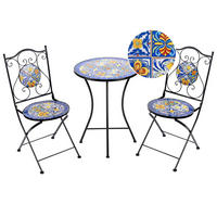 BISTRO-SET Schwarz Coriano - Blau/Schwarz, Metall - Beliani