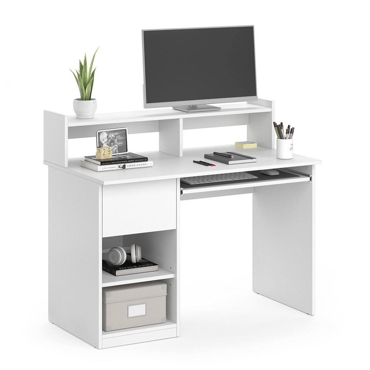 SCHREIBTISCH Keno Weiß 106 x 60 cm - Weiß, Holzwerkstoff (60/106/91.4cm) - Vicco