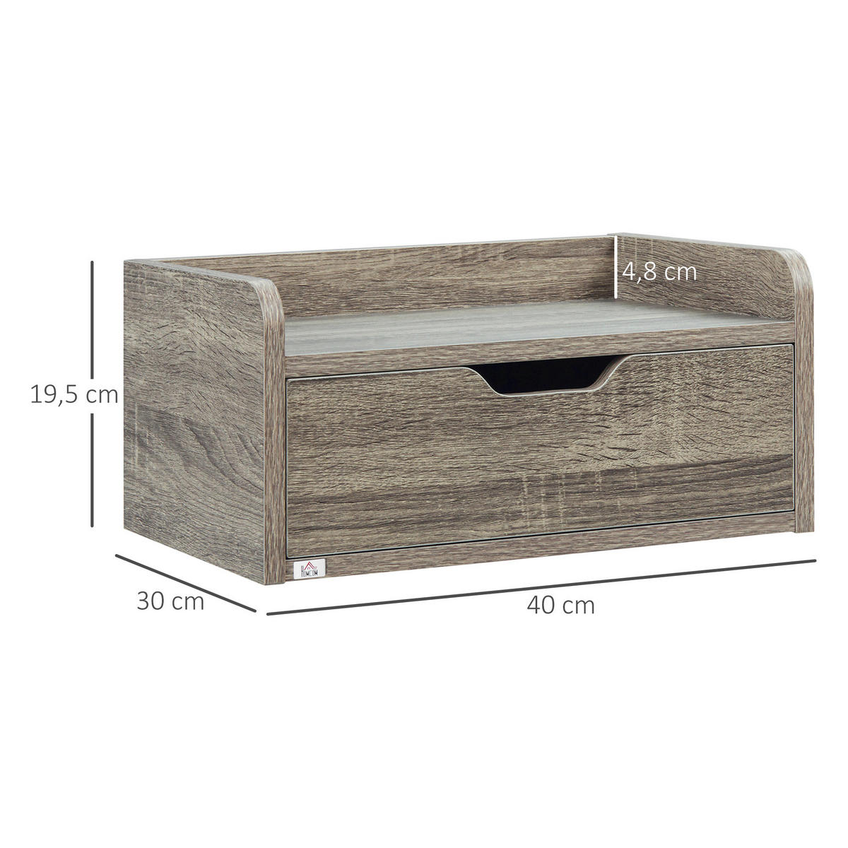 NACHTTISCH Grau Spanplatte wandhängend mit Schublade 2er-Set - Grau, Holzwerkstoff (40/19.5/30cm) - PANGIVO