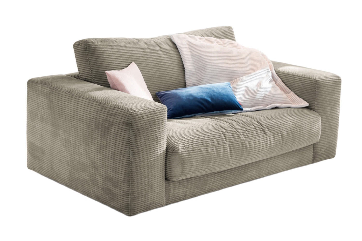 LOVESEAT MADELINE Granit Cord - Greige/Schwarz, Kunststoff/Textil (170/86/127cm) - KAWOLA