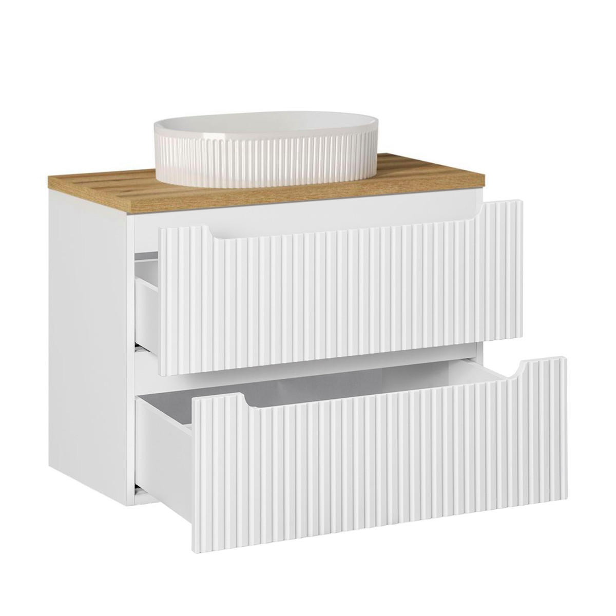 WASCHTISCH 80.4cm Riva Weiß und Holz - Weiß, Holzwerkstoff (80.4/59/40cm) - Petits-meubles