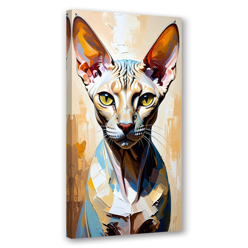 LEINWANDBILD Sphinx bunte Katze 50x100cm - Beige, Textil (50/100cm) - Feeby