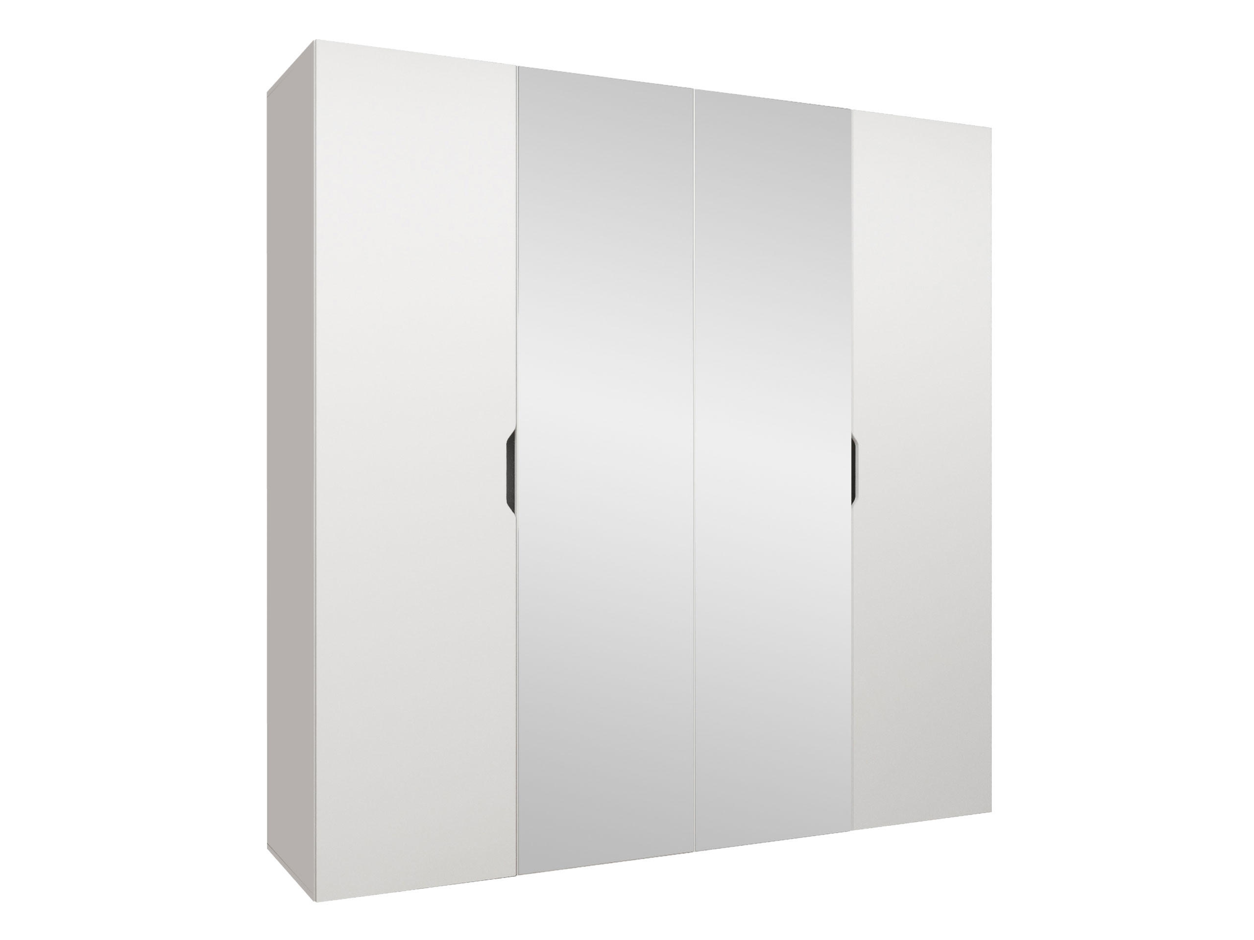DREHTÜRENSCHRANK Malaga 200 mit Frontspiegel - Weiß, Holzwerkstoff (200/202/52cm) - MIRJAN24