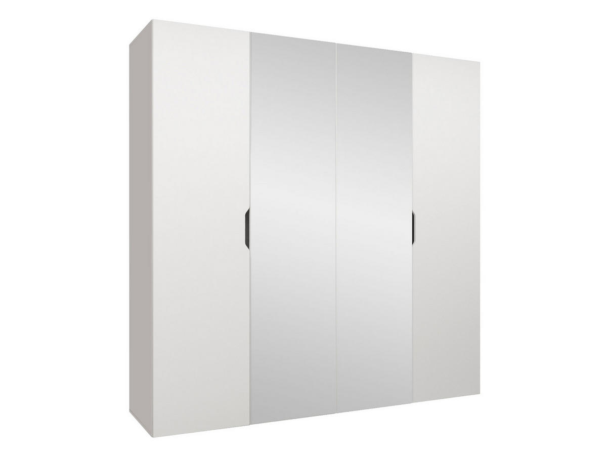 DREHTÜRENSCHRANK Malaga 200 mit Frontspiegel - Weiß, Holzwerkstoff (200/202/52cm) - MIRJAN24