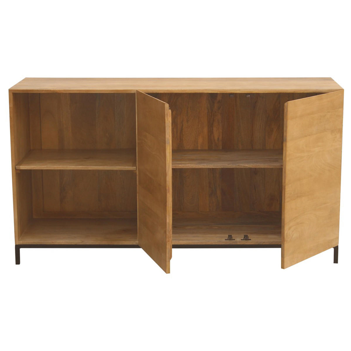 SIDEBOARD Industrie-Stil Mangoholz Metall YPSTER - Dunkelbraun, Holz (45/80/145cm) - Miliboo