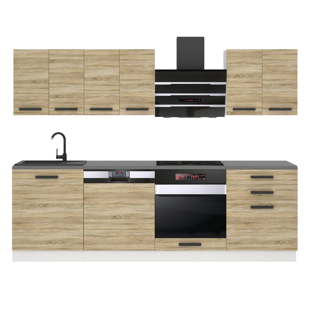 KÜCHENZEILE Susan 240 cm, ohne Arbeitsplatten, Sonoma-Eiche - Sonoma Eiche, Holz (240/204/60cm) - B BELINI GROUP