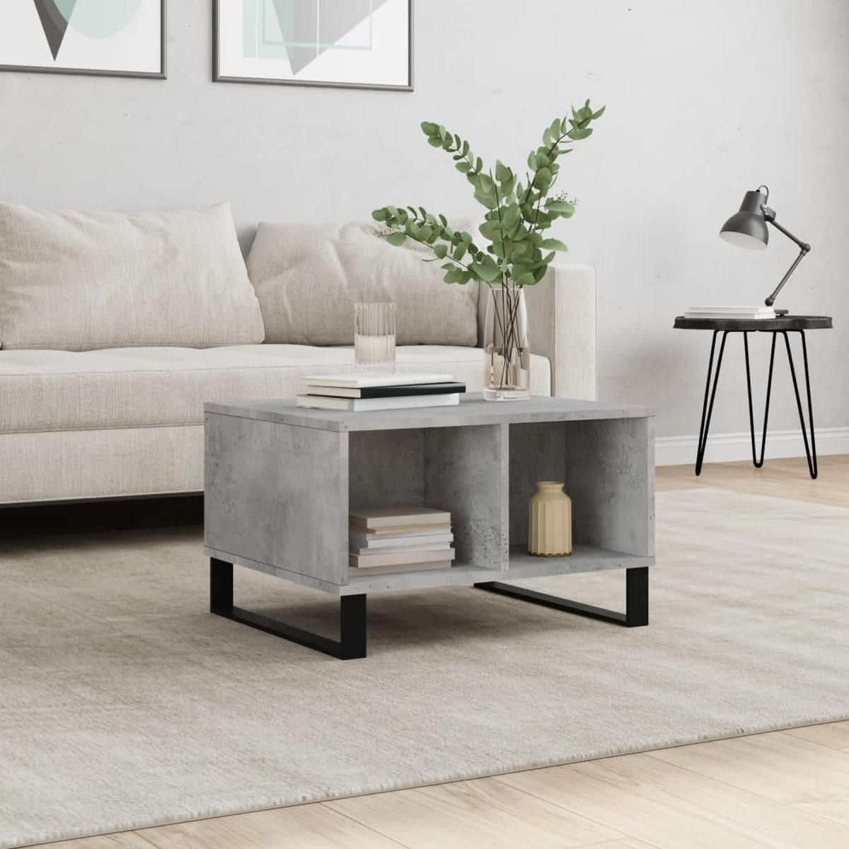 COUCHTISCH Betongrau 60x50x36,5 cm Holzwerkstoff - Grau, Holzwerkstoff (60/50/36.5cm) - furnicato