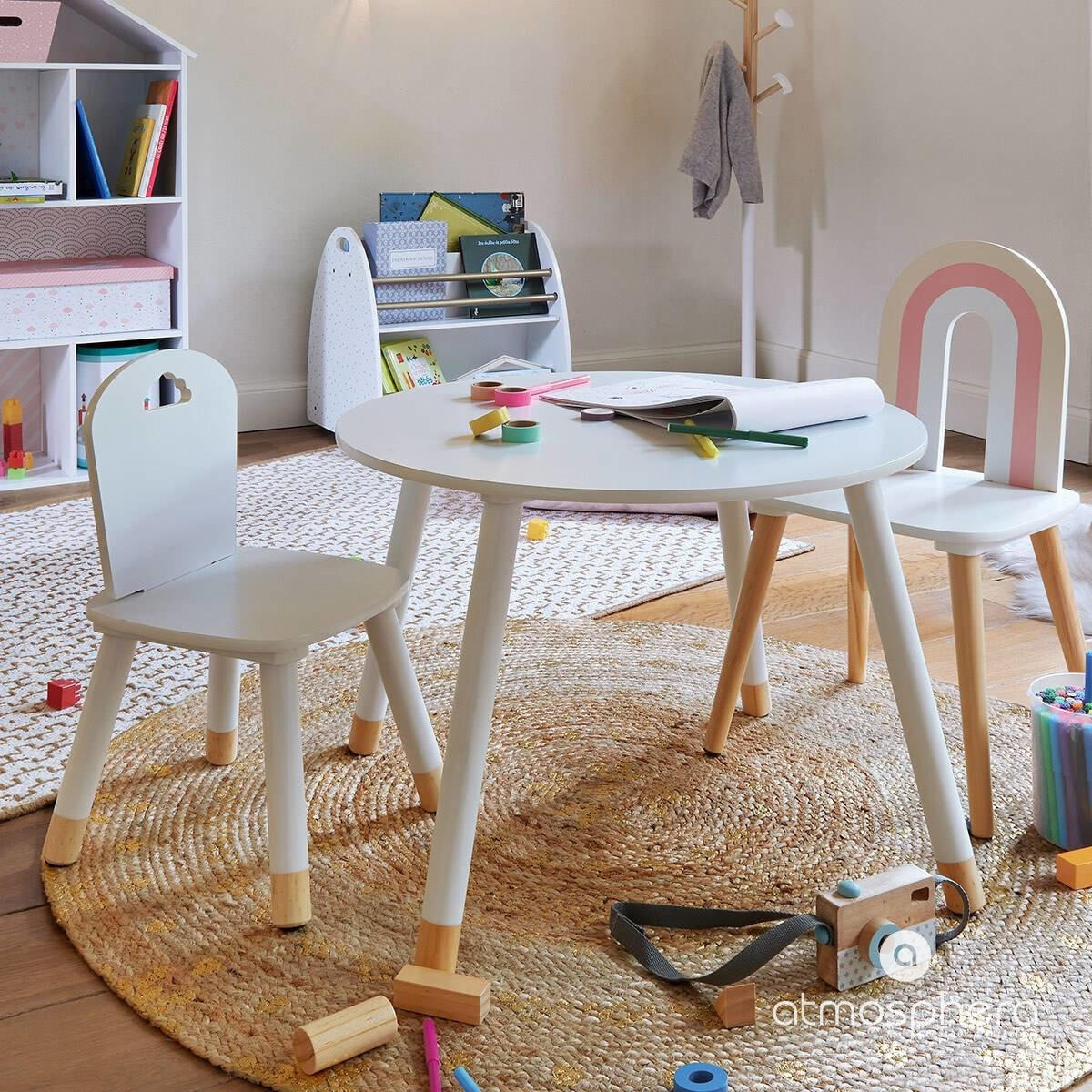 KINDERSTUHL Holz, Grau, Naturfarbe - Weiß/Braun, Holz/Holzwerkstoff (28/50/28cm) - Atmosphera for kids