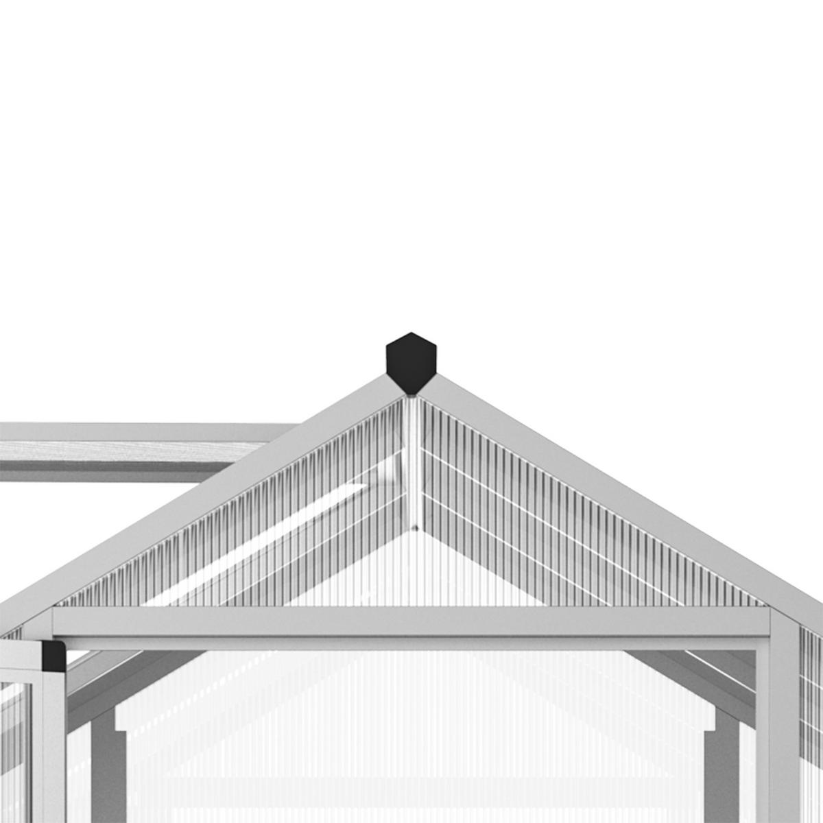 GEWÄCHSHAUS DE-11897 mit Fundament & Dachluke Silber - Transparent, Metall (183/195/303cm) - ComfortXL