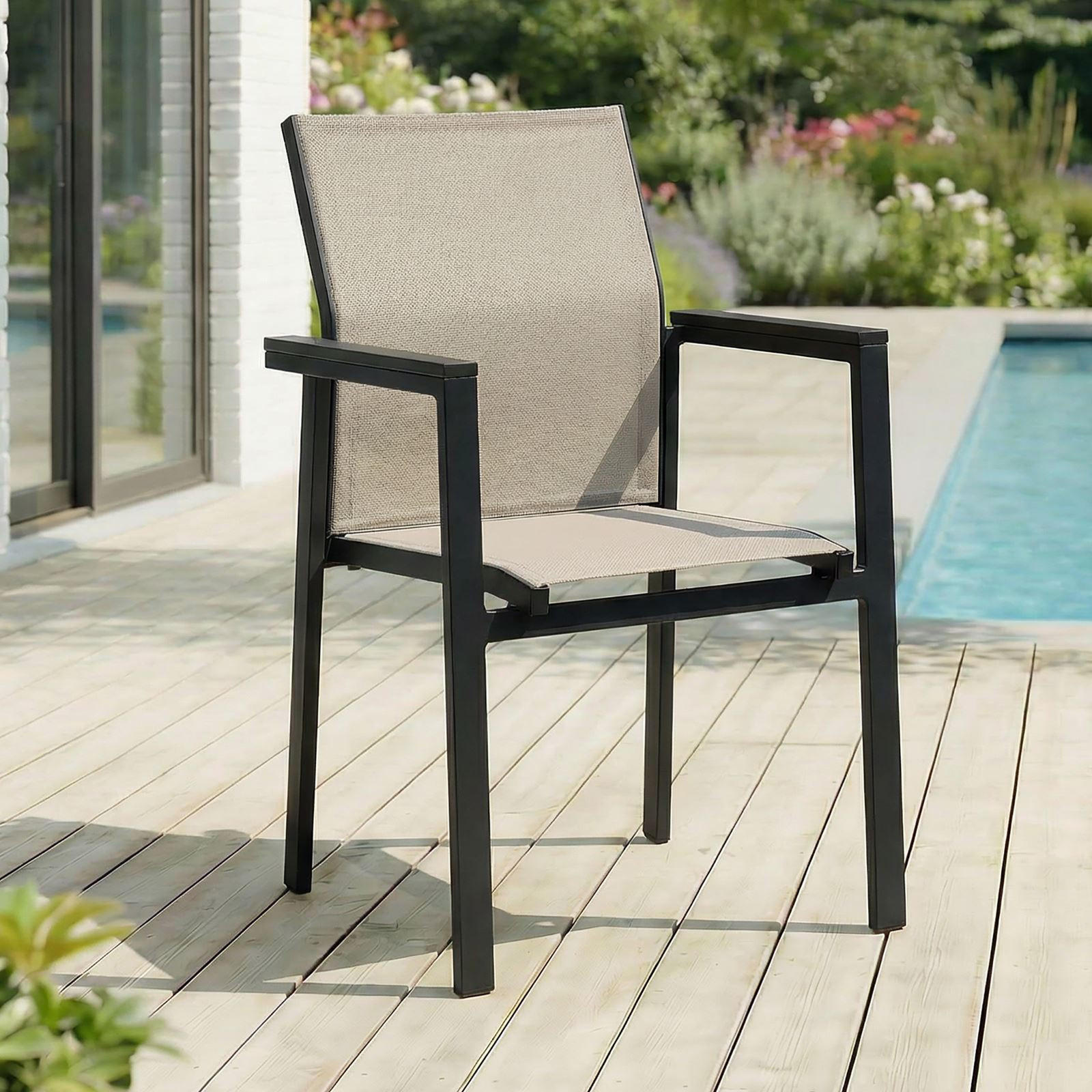 GARTENSTÜHLE WINDY 6ER-SET - Grau, Textil (56/87/58cm) - IDIMEX