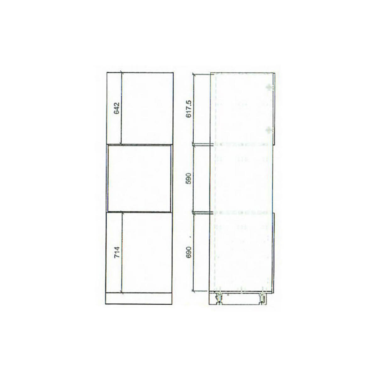 BACKOFENUMBAUSCHRANK Brerra D14/RU/2D RAL 9001 creme Hochglanz / Schwarz Matt 60 / 59 / 207cm - Creme/Schwarz, Holz/Holzwerkstoff (60/207/59cm) - Feldmann-Wohnen