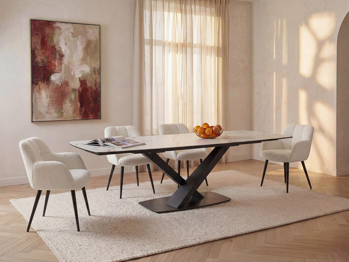 ESSTISCH - 6 Personen, 8 Personen, 10 Personen - Glas, Keramik - Schwarz, Weiß - MALATA - Schwarz/Weiß, Glas/Keramik (90/220/76cm) - Vente-Unique