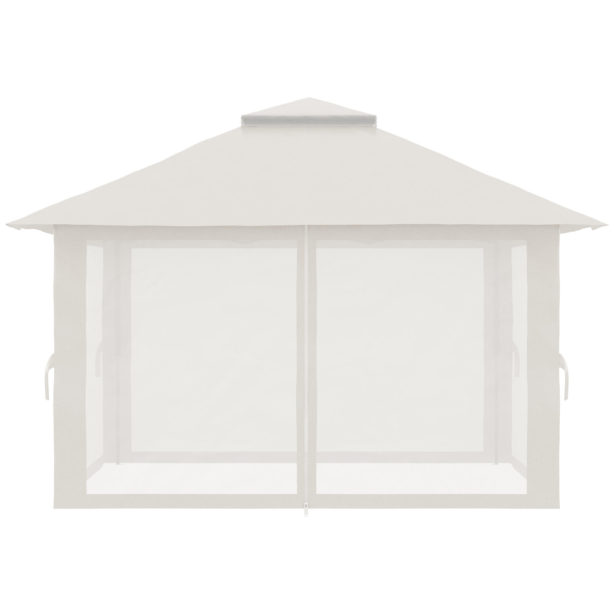 FALTPAVILLON 4x4 m mit 4 Netzvorhängen cremeweiß - Beige, Metall (392/283/392cm) - ComfortXL