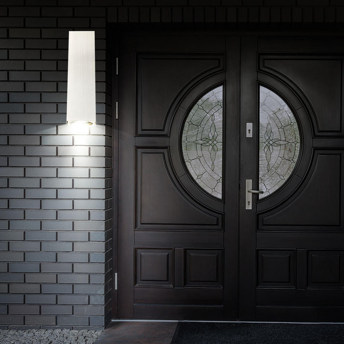 LED AUSSEN-WANDLEUCHTE Edelstahl Silber - Silberfarben, Glas (7.5/30/7.5cm)