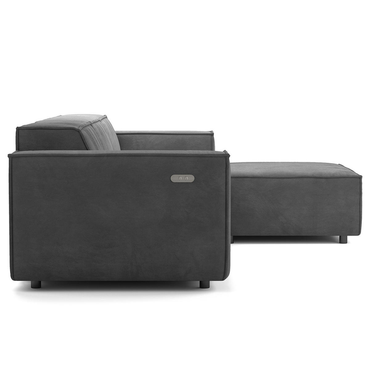 ECKSOFA mit Longchair - Schwarz/Grau, Kunststoff/Textil (260/177cm) - home24
