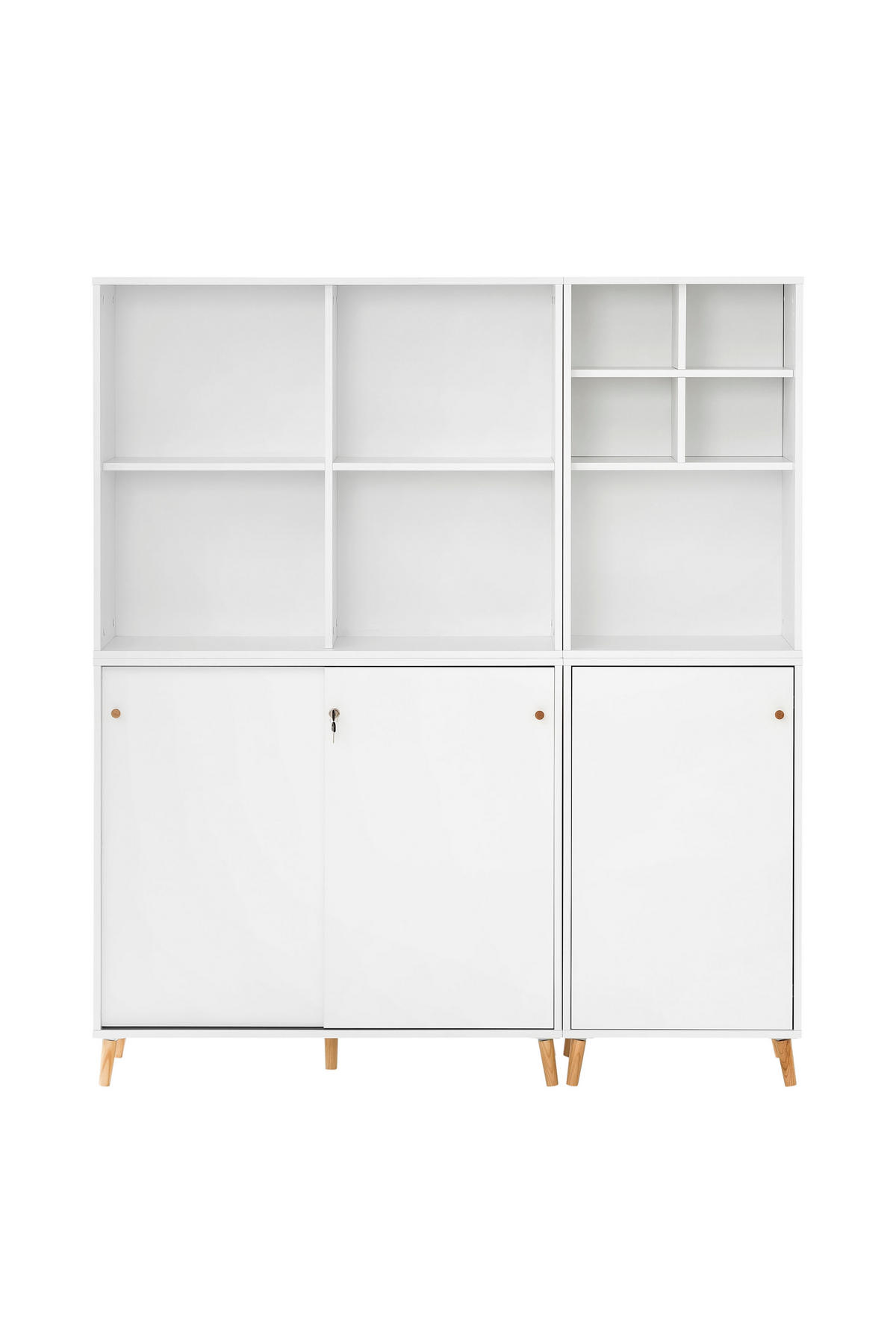 AKTENREGAL Jaguar 2er Set 2 AKTENSCHRANK & REGALKREUZ Breite 51-100 cm Weiß - Weiß, Holz (151/168.7/41cm) - PROREGAL