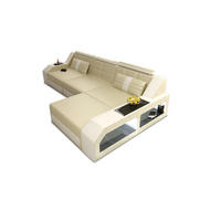 COUCH Arezzo L Beige Weiß Ledermix - Beige, Textil (308/194cm)