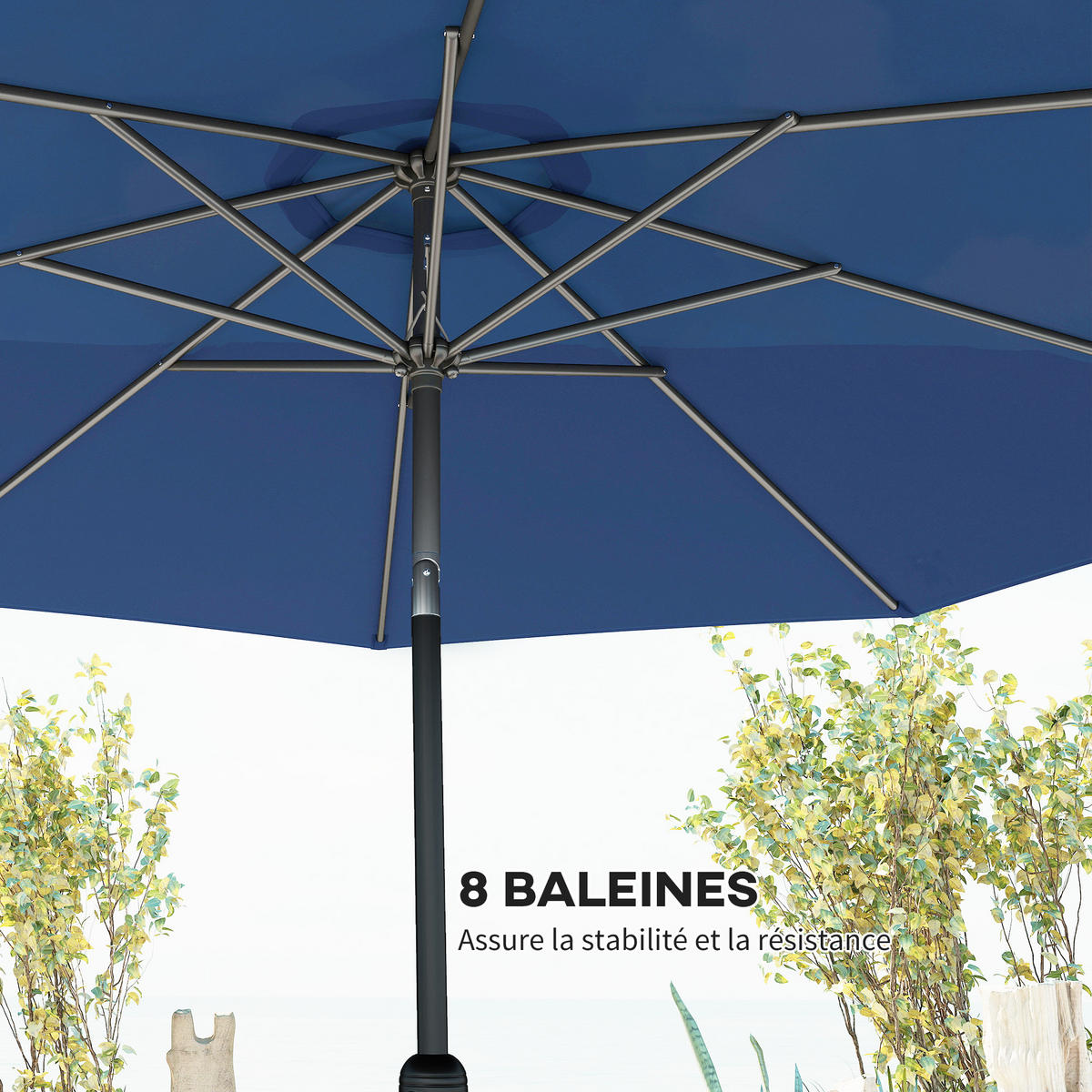 SONNENSCHIRM DE-11395 neigbar, mit Kurbel, Ø 3 m Blau - Blau, Metall (295/295cm) - ComfortXL