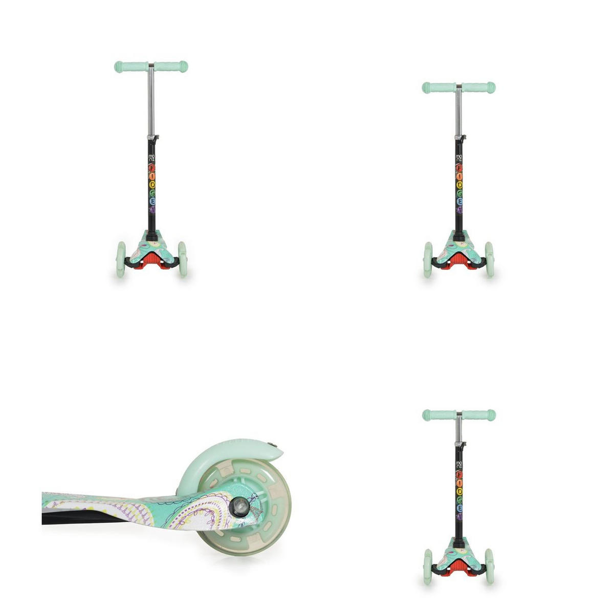 KINDERROLLER Fidget grün höhenverstellbar, PU-Räder, Wasserdruck, ABEC-7 - Grün, Metall (54/23/72cm) - Moni