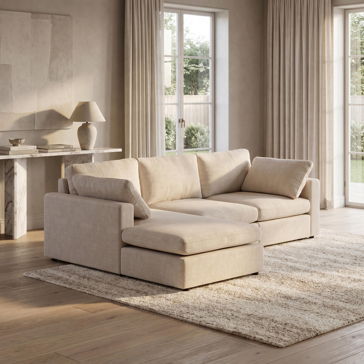 SCHÄSLONGSOFFA Lux för 3 personer 296 x 182 x 89 cm – grå - Grå, Textil (296/89/182cm) - ebuy24
