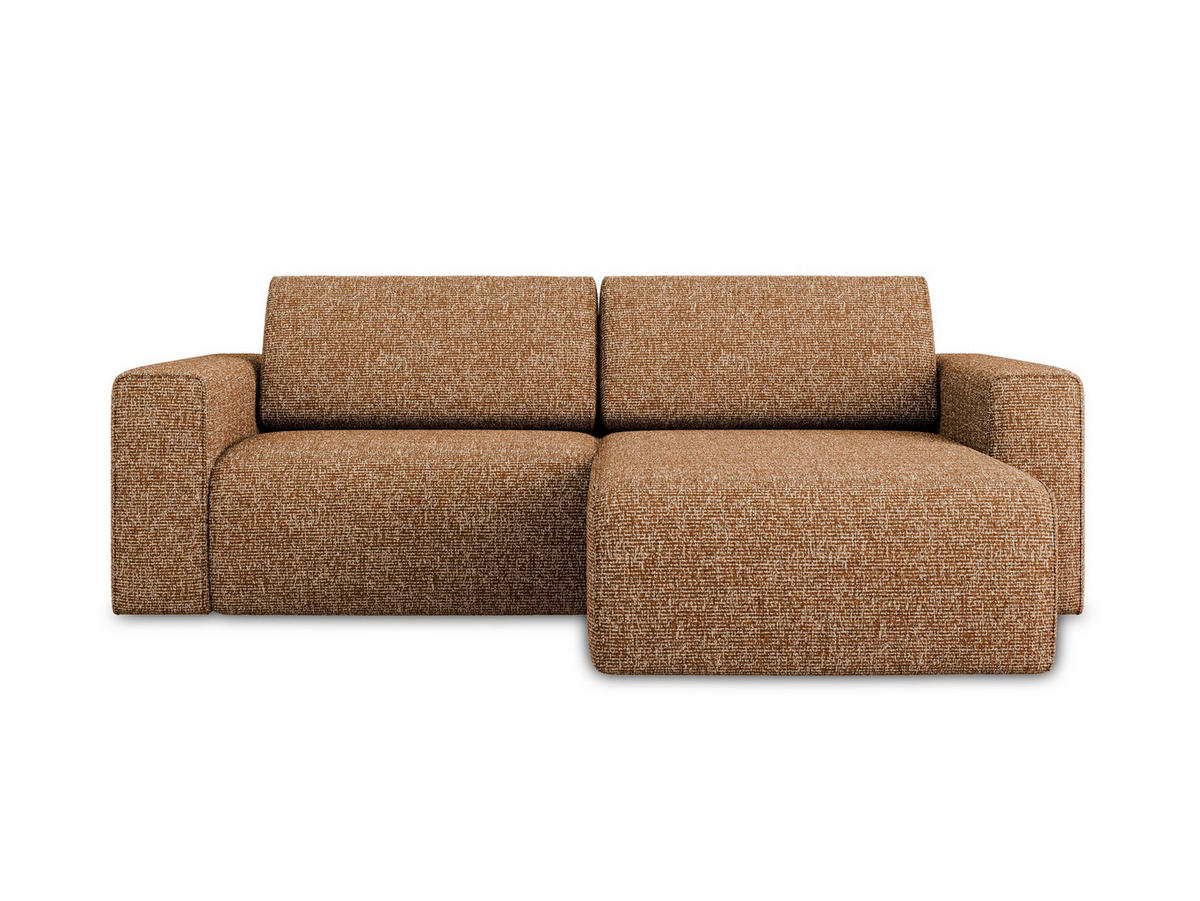 ECKSOFA Rechts Strukturstoff Stoff Orange - Terra cotta/Schwarz, Kunststoff/Textil (224/167cm) - Makamii