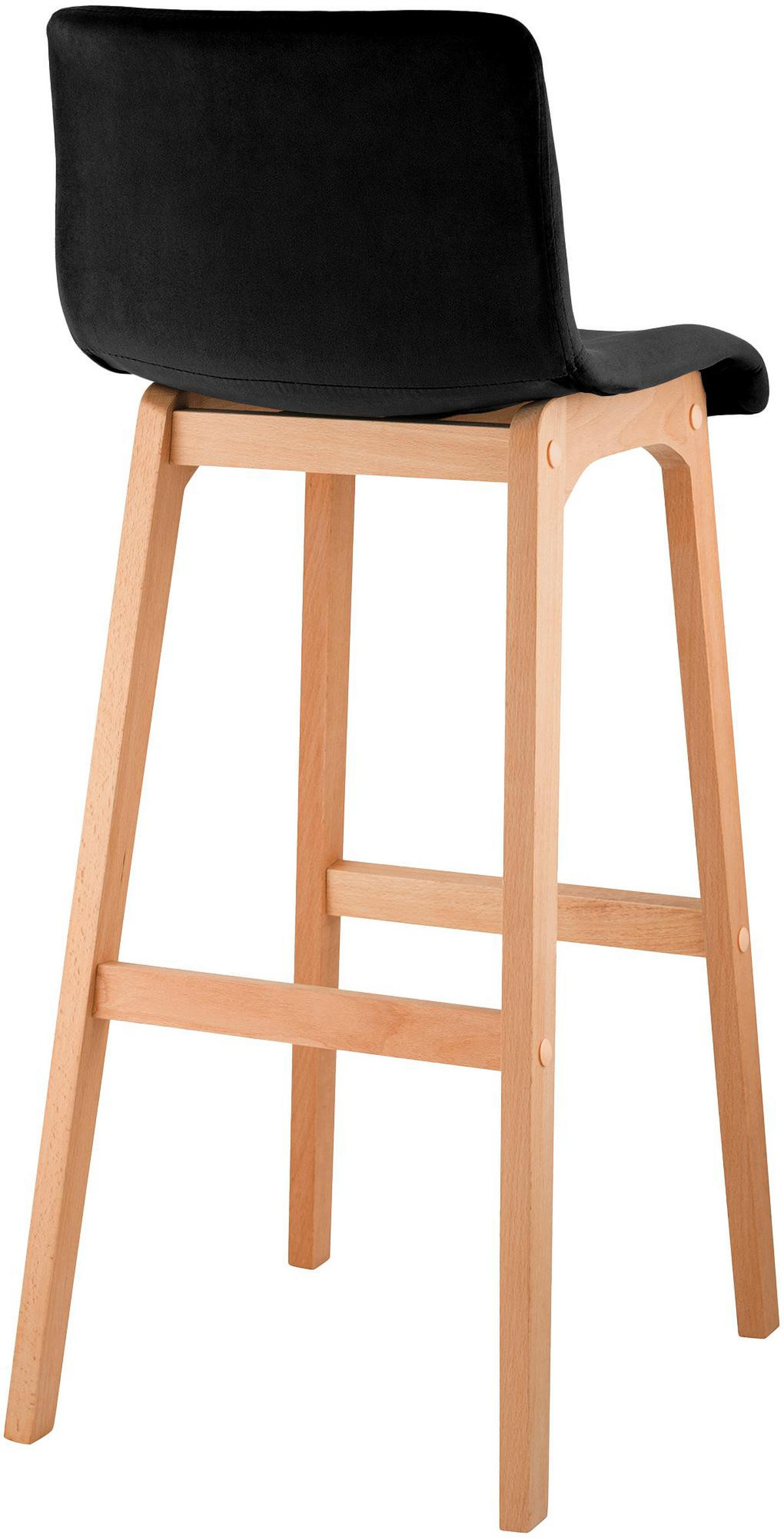 BARHOCKER Samt Schwarz - Eukalyptusholzfarben/Schwarz, Holz/Textil (41/101/46cm) - CLP