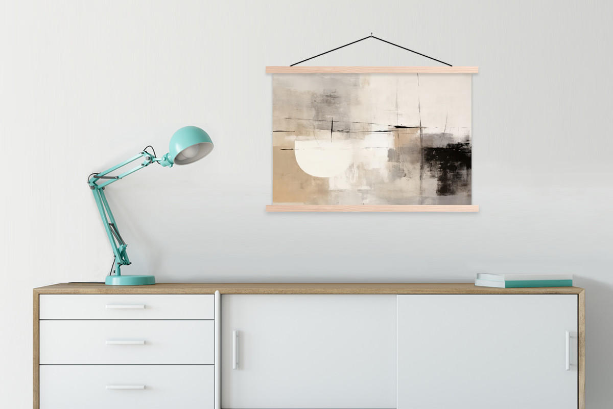 POSTER Abstrakt - Kunst - Grau 90x60 cm - Hellgrau, Textil (90/60/0.15cm) - MuchoWow