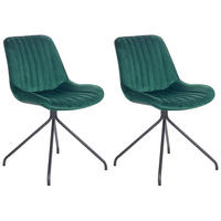 ÉTKEZŐSZÉK 2 darabos Szett Bársony Zöld Navasota - zöld, textil/fém (47/83/62cm) - Beliani