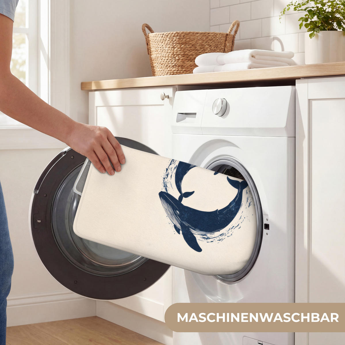 BADEMATTE Wale - Spritzer - Kreis - Dunkelblau 60x40 cm - Dunkelblau, Kunststoff/Textil (60/40cm)