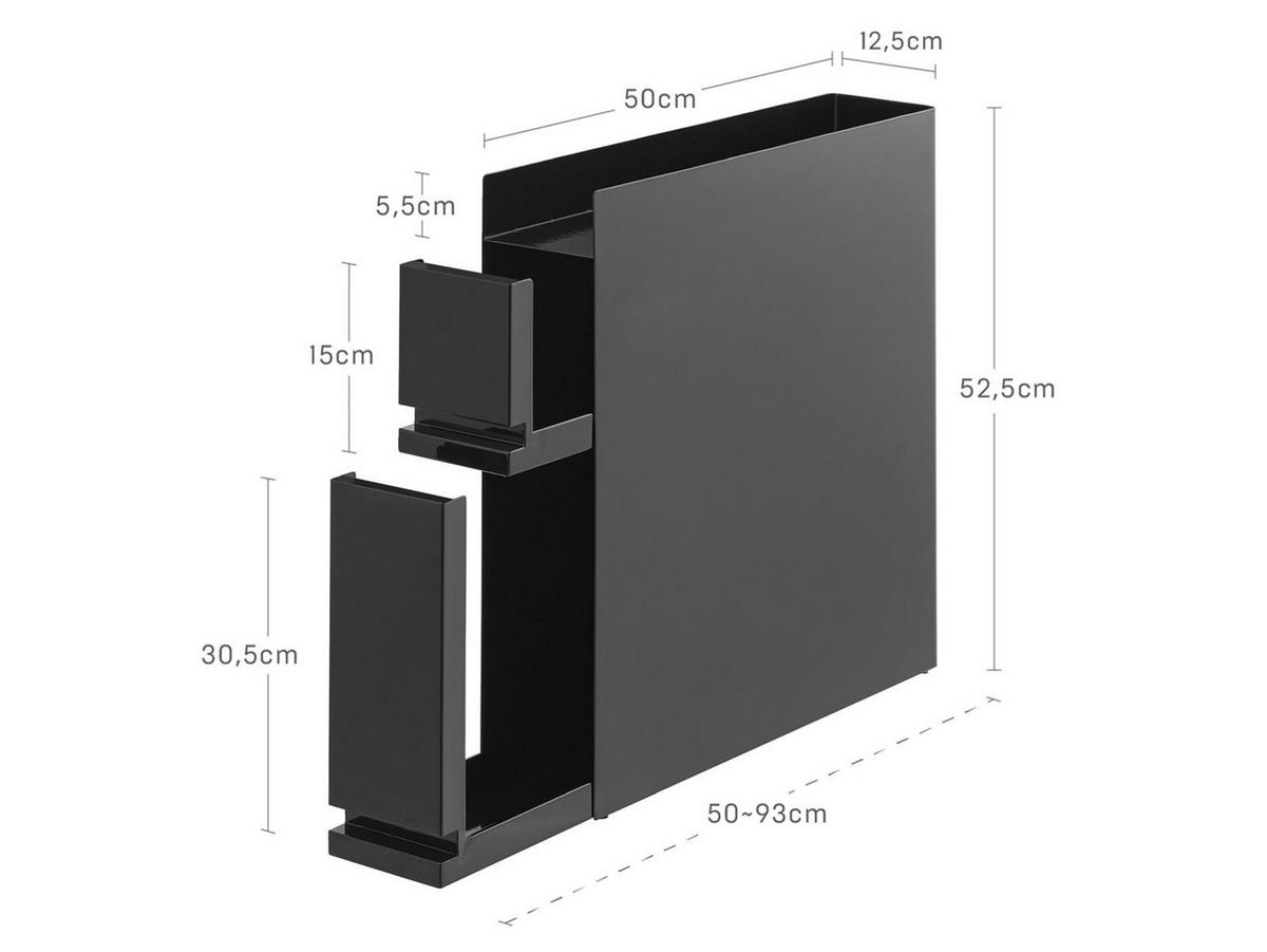 GEWÜRZREGAL Tower schwarz 12/52/50 cm mit 2 Schubladen - Schwarz, Metall (12/52/50cm) - Yamazaki