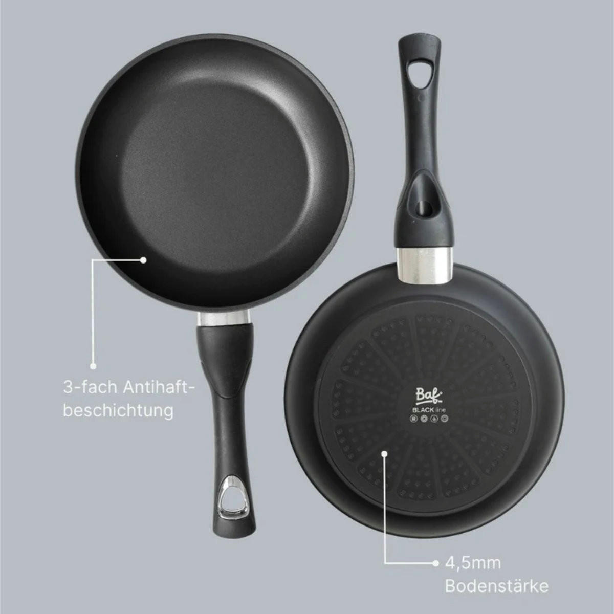 BRATPFANNE 28 cm BAF BLACKline für alle Herdarten - Multicolor, Metall (28cm) - BAF