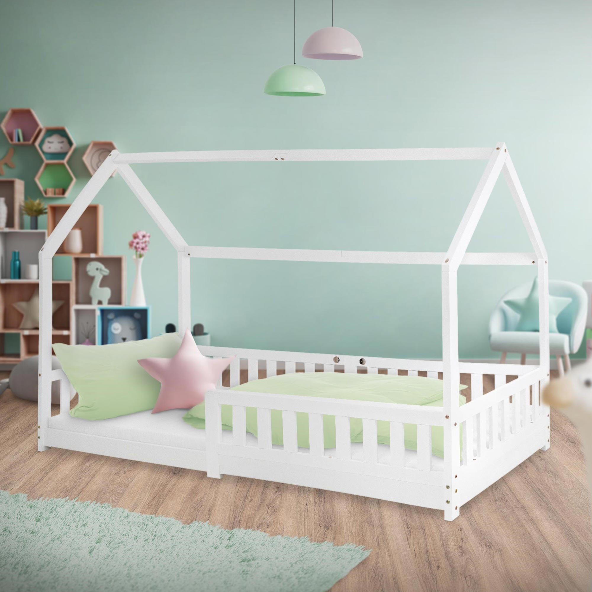 KINDERBETT mit Dach 90x200 cm Weiß - Weiß, Holz (90/200cm) - ML-DESIGN