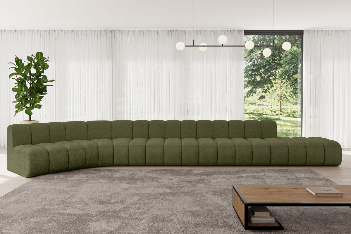 ECKSOFA modulares Sofa Brilo-L3 - 562x174x70 cm Grün - Grün, Holzwerkstoff/Textil (562/174cm) - ALTDECOR