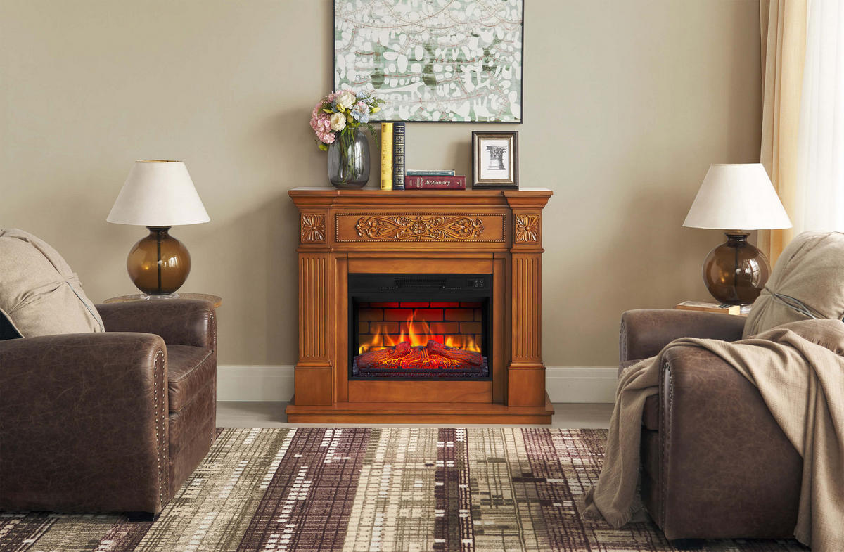 ELEKTROKAMIN Toscana AF23BS Eiche – Breite 96 cm, 3D-Flammeneffekt, LED-Beleuchtung, Heizfunktion - Braun, Glas/Holzwerkstoff (106.6/92.5/37cm) - ArtiFlame