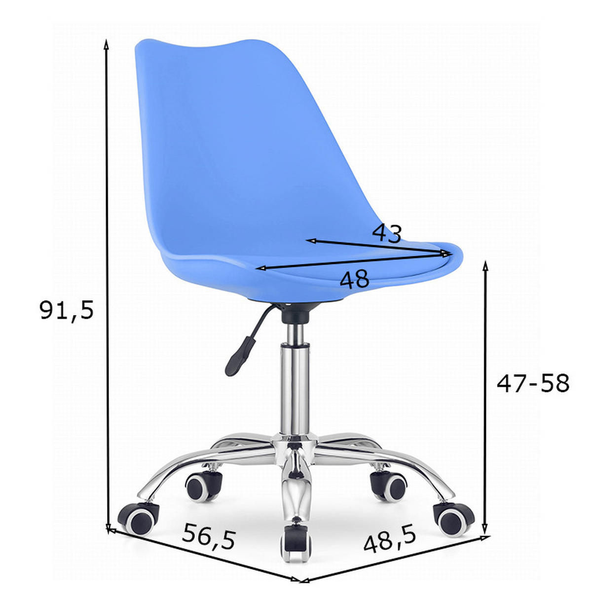 BÜROSTUHL Alba, hellblau - Hellblau, Kunststoff (48/91.5/56.5cm)